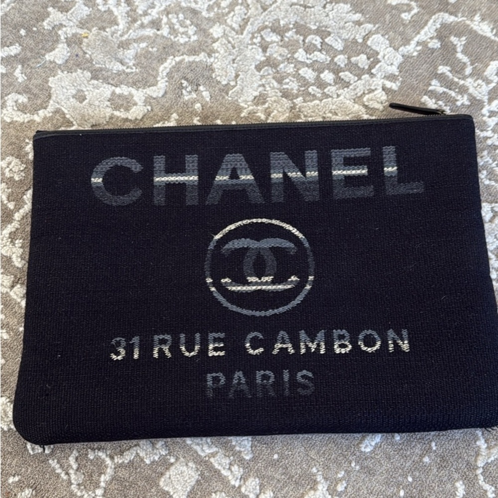 CHANEL Black and Gray Clutch